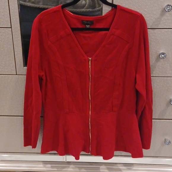 Thalia Sodi Tops - Red zip up sweater XL